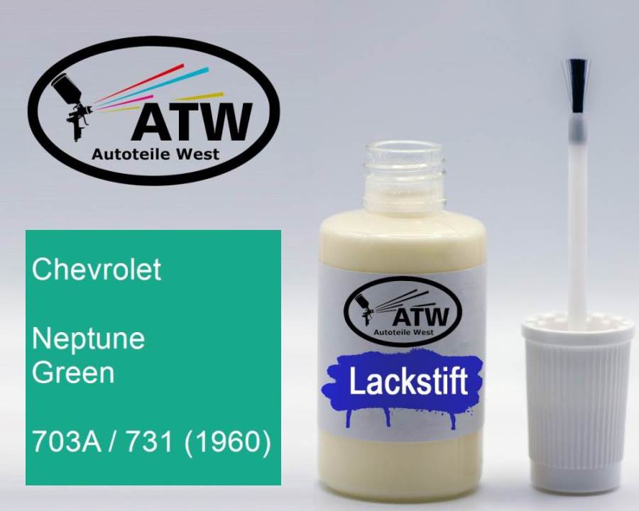 Chevrolet, Neptune Green, 703A / 731 (1960): 20ml Lackstift, von ATW Autoteile West.